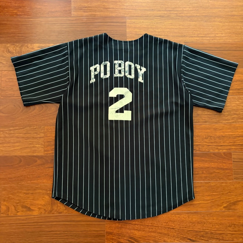Teamwork Mens No Limit Po Boy 2 Baseball Jersey Black Pinstripe XL Made in USA